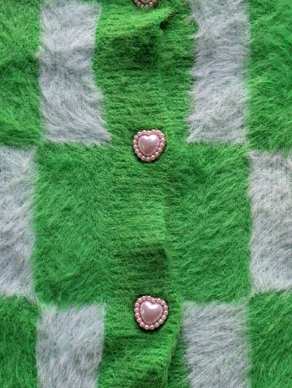 Lulu's Green and Light Blue Fuzzy Knit Cardigan - Picture 2 of 4